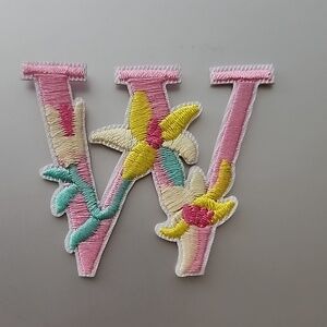"W" EMBROIDERED IRON ON FLOWER LETTER #1